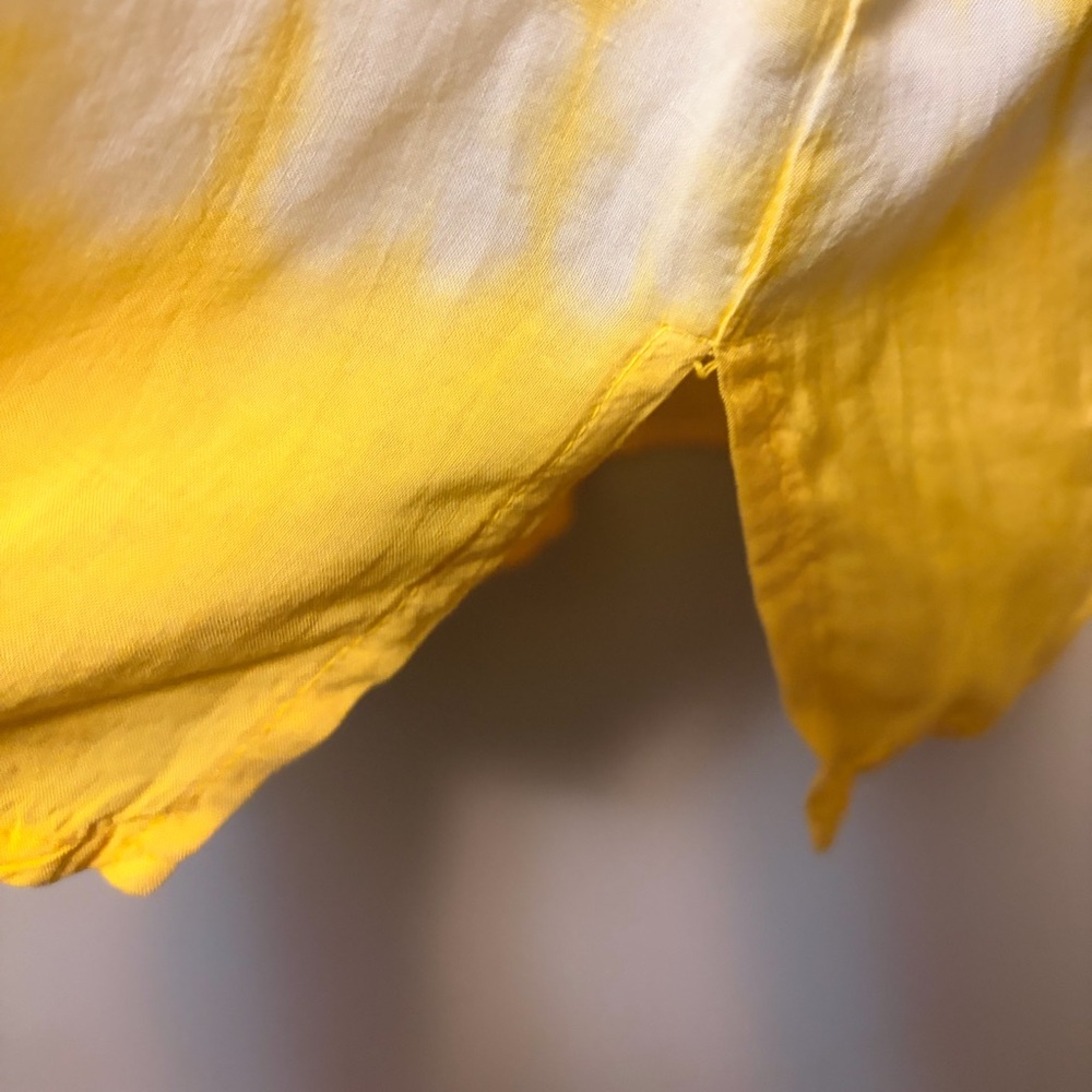 ESQUALO Viscose Yellow Tie-Dye Balloon Sleeve Boho Blouse - Picture 7 of 10
